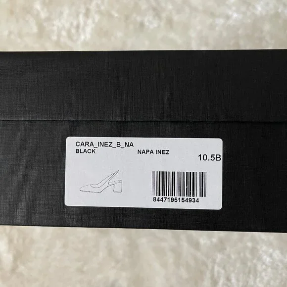 Inez Coco slingback square toe block heel pump in Black Nappa size 10.5 - Picture 12 of 13